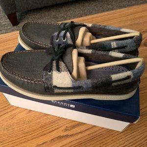 NEW Sperry Authentic Original boat shoe, gr/bl, 9